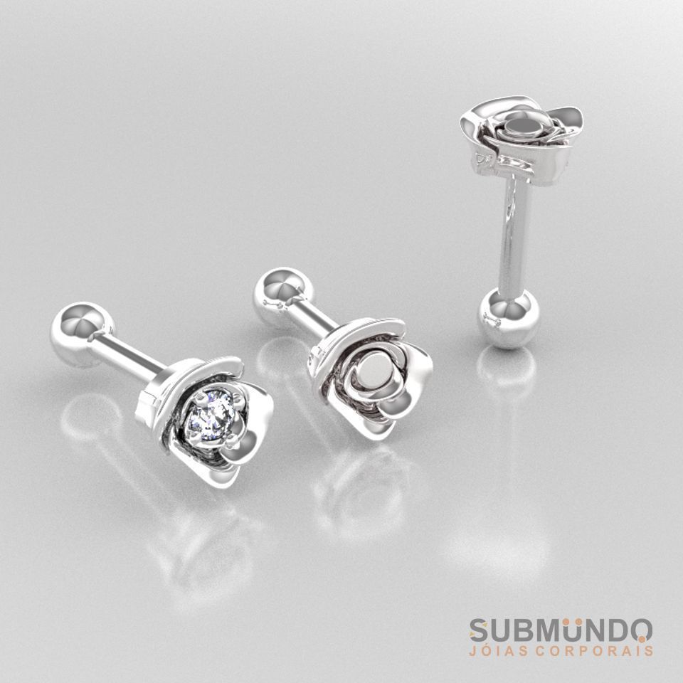 Piercing a rosebud with a small sparkle Barbell tragus helix  3D print model_1