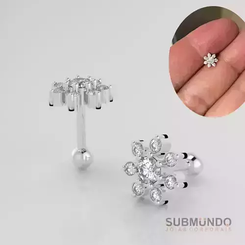 Piercing ear Flower for Helix tragus flat labret and nose PTR01