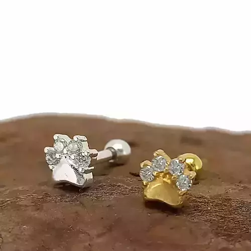 Pet love Cat dog Paw piercing zirconia Tragus helix Flat 3D print model