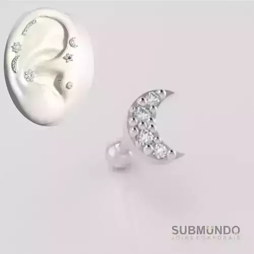 Set Piercing Moon P and M size Tragus Helix ear  3D print model