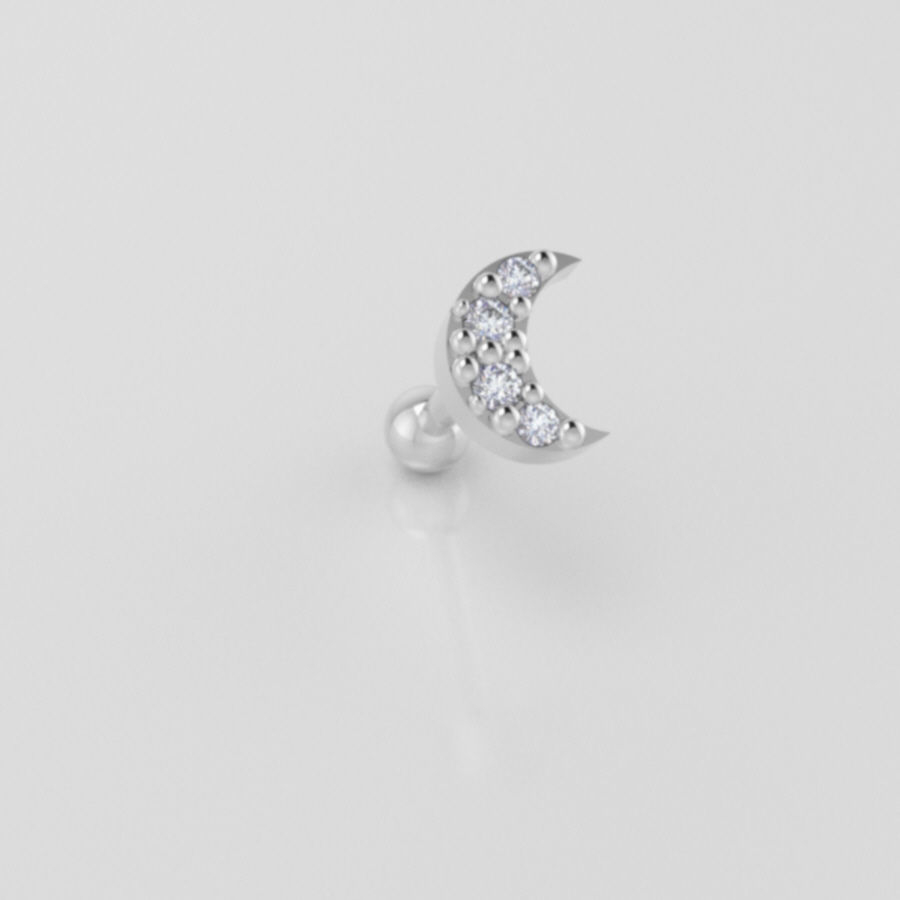 Set Piercing Moon P and M size Tragus Helix ear  3D print model_5