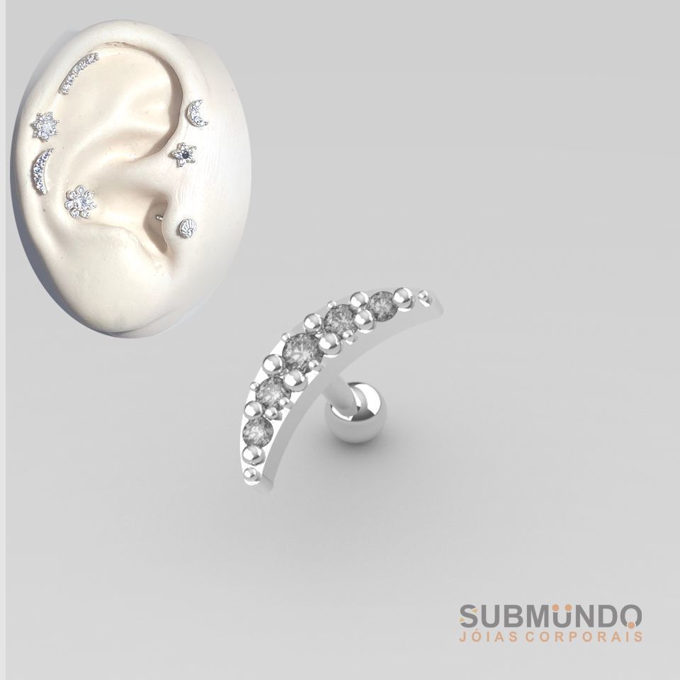 Set Piercing Moon P and M size Tragus Helix ear  3D print model_3