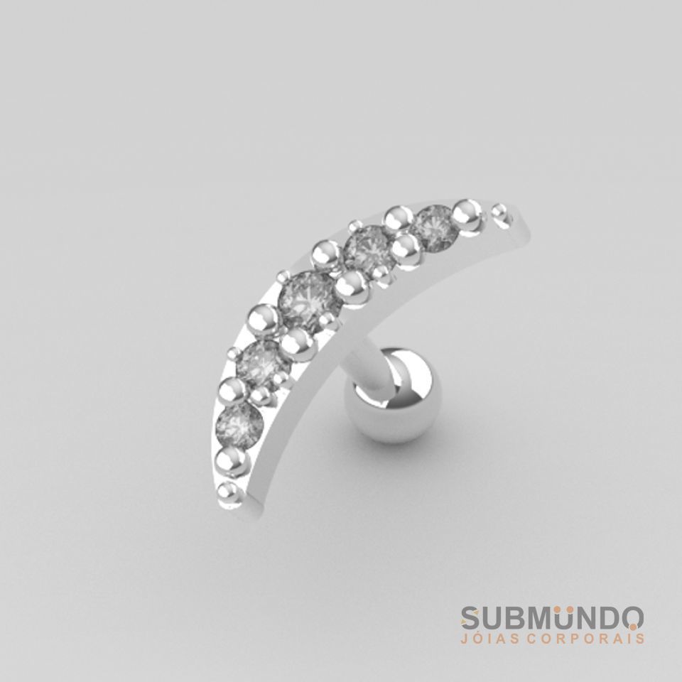 Set Piercing Moon P and M size Tragus Helix ear  3D print model_6