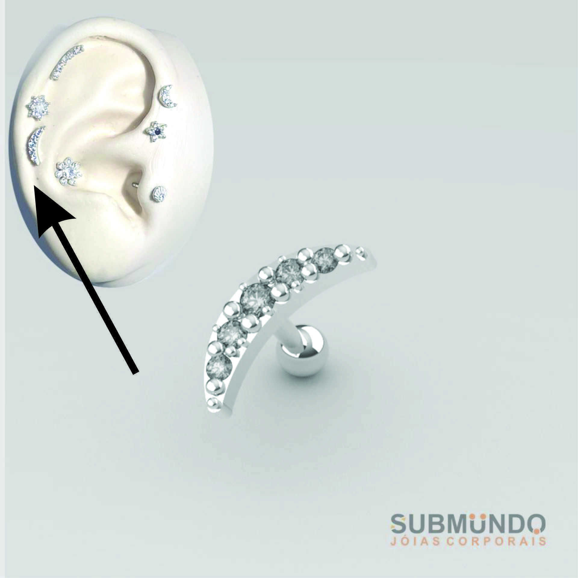 Set Piercing Moon P and M size Tragus Helix ear  3D print model_7