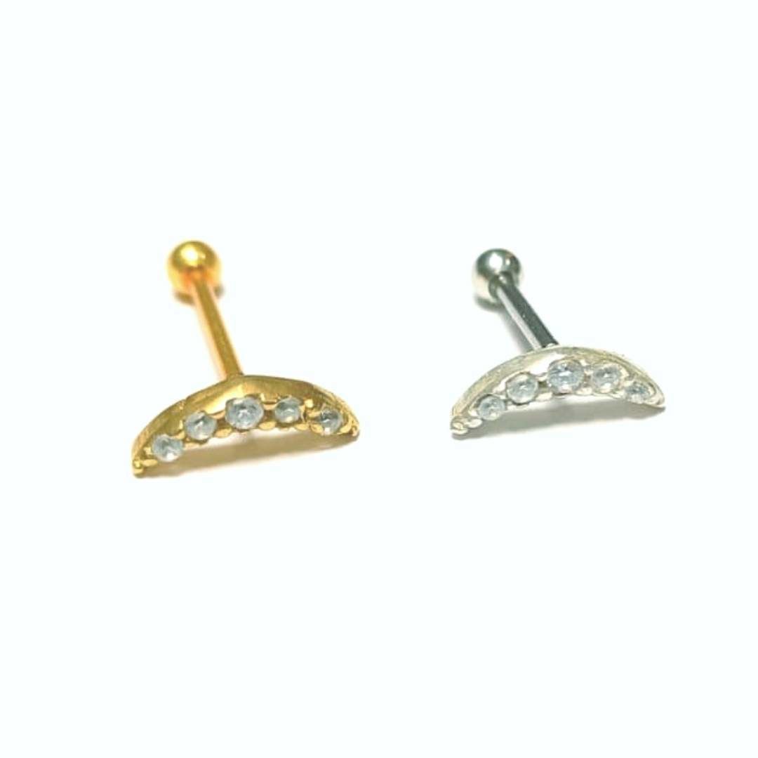 Set Piercing Moon P and M size Tragus Helix ear  3D print model_2