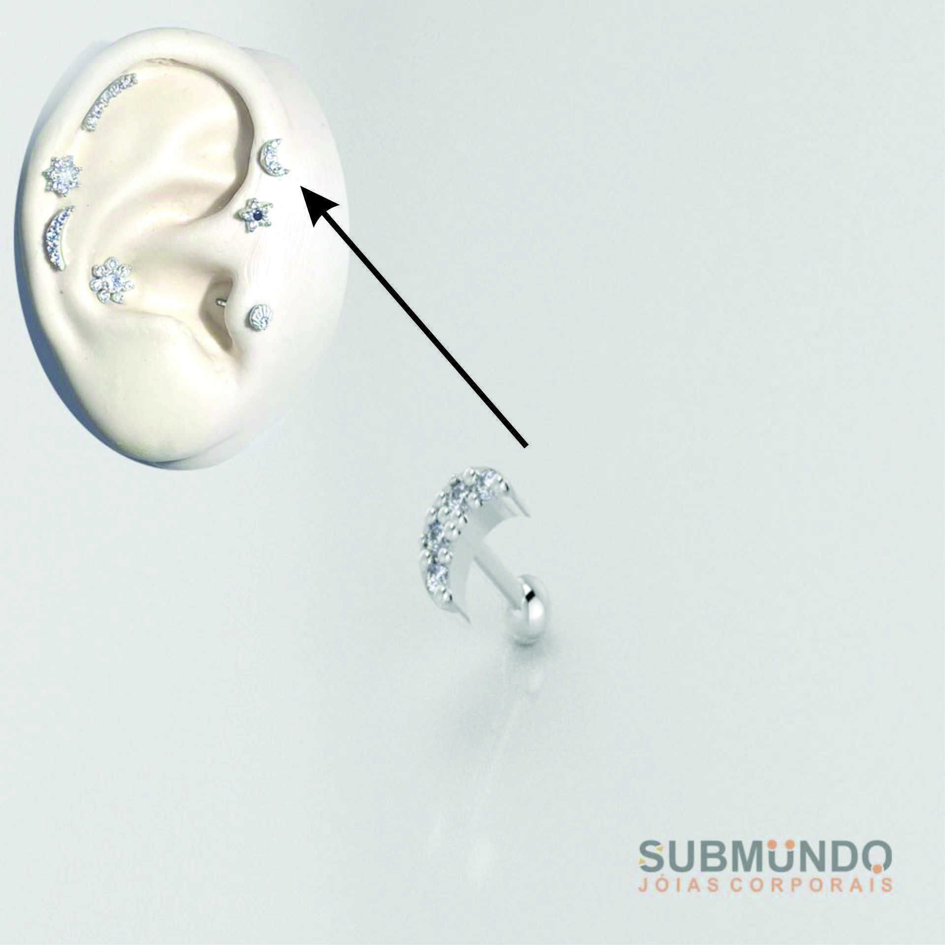 Set Piercing Moon P and M size Tragus Helix ear  3D print model_4