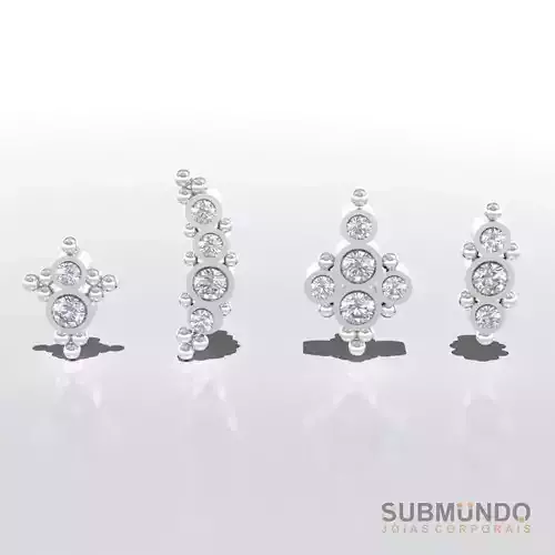 Set Pack 11 models Piercing collection for Helix Tragus Barbell 3D print model