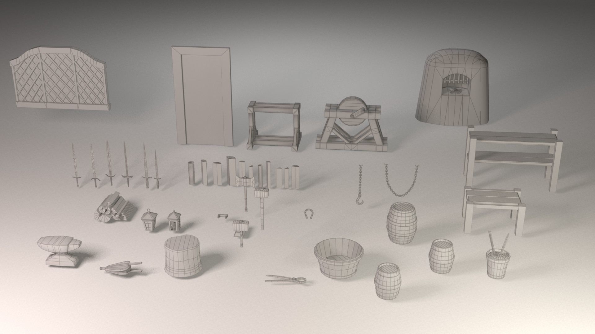 Blacksmith tools Low-poly 3D model_8
