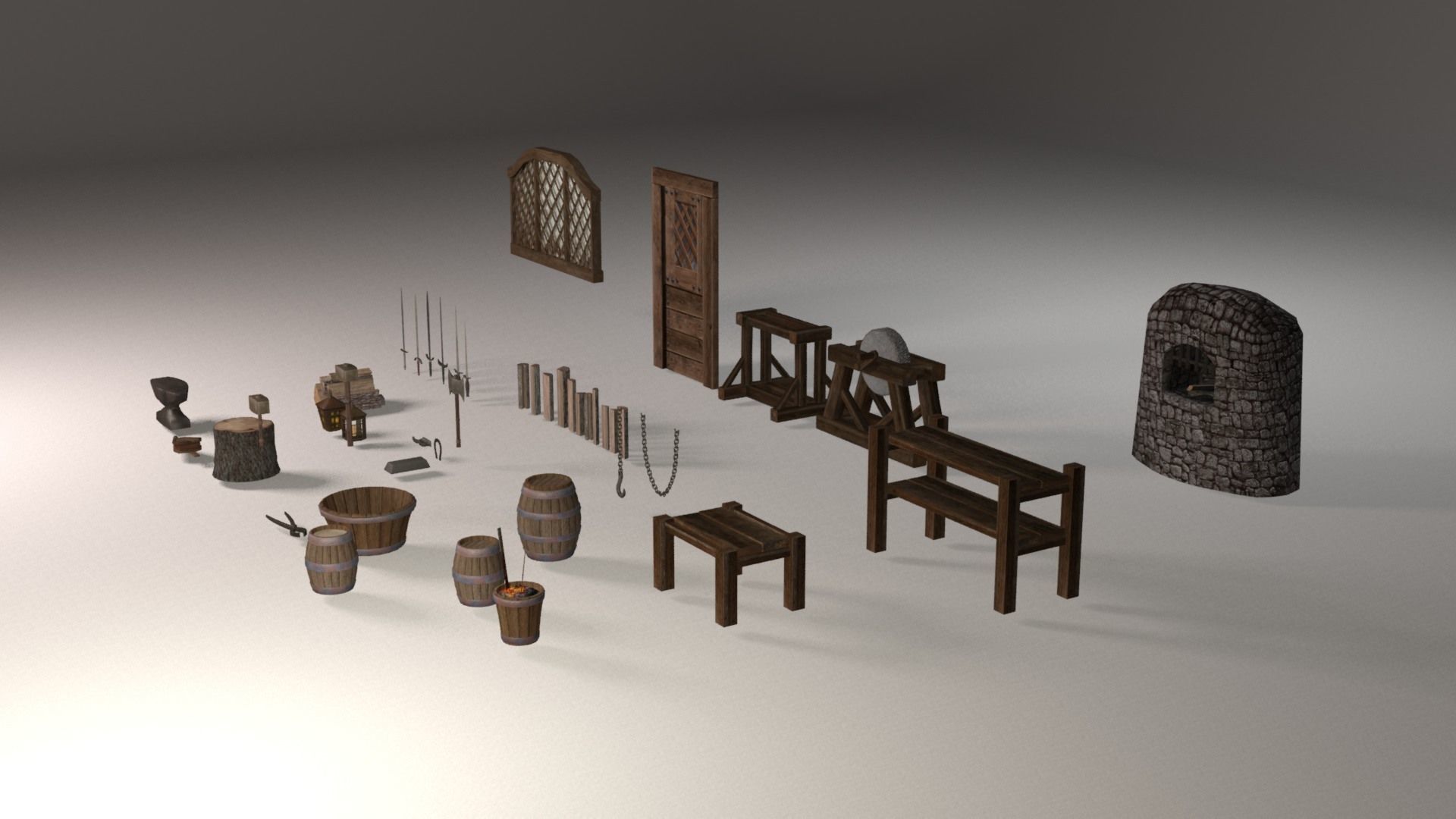 Blacksmith tools Low-poly 3D model_4
