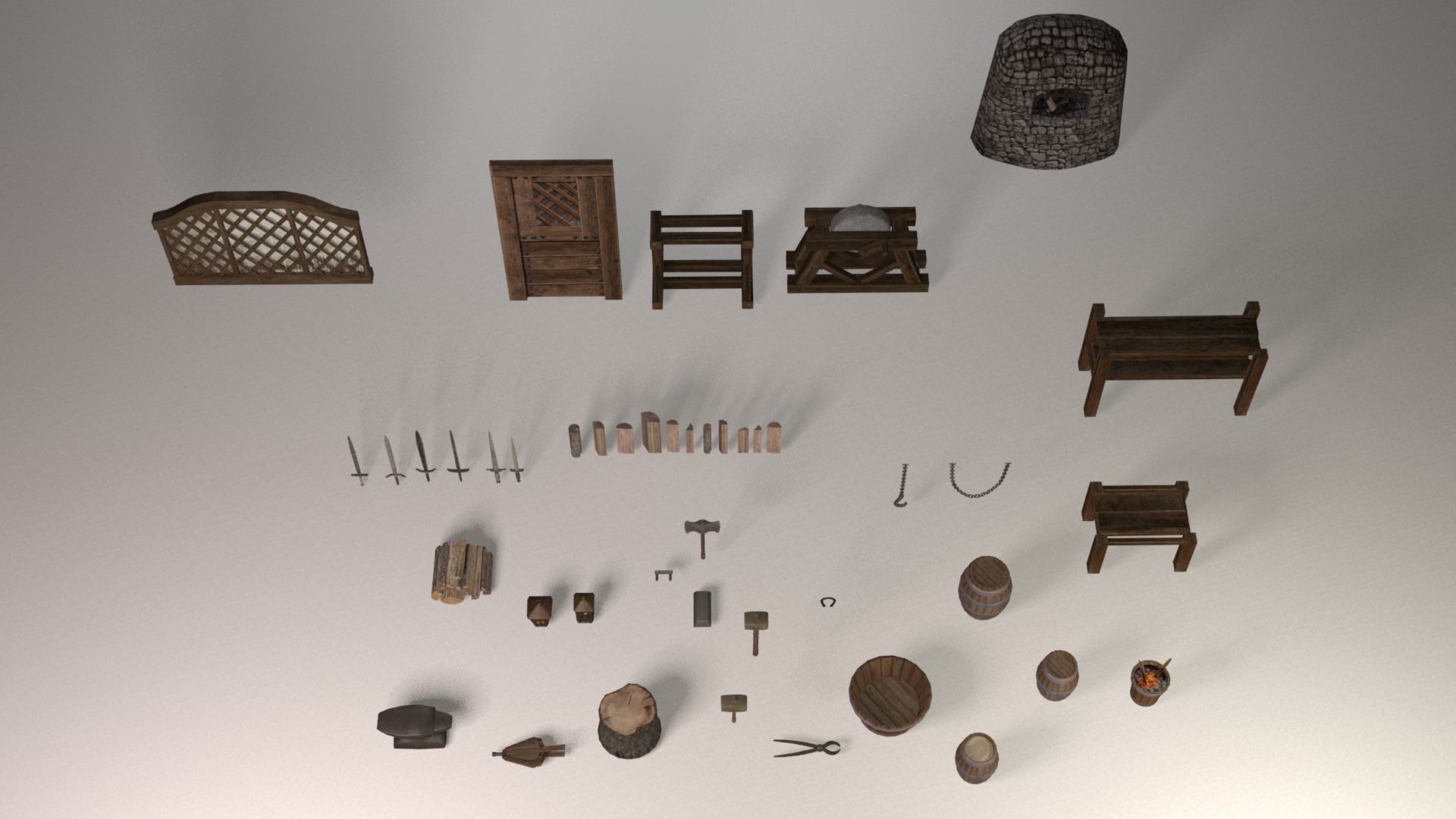 Blacksmith tools Low-poly 3D model_10