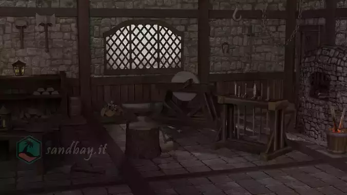 Blacksmith tools Low-poly 3D model
