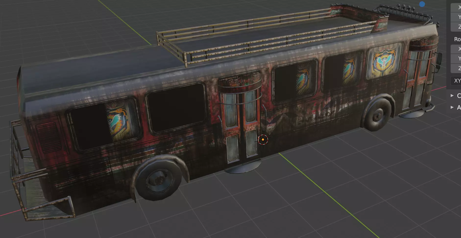 bus big Low-poly 3D model_0