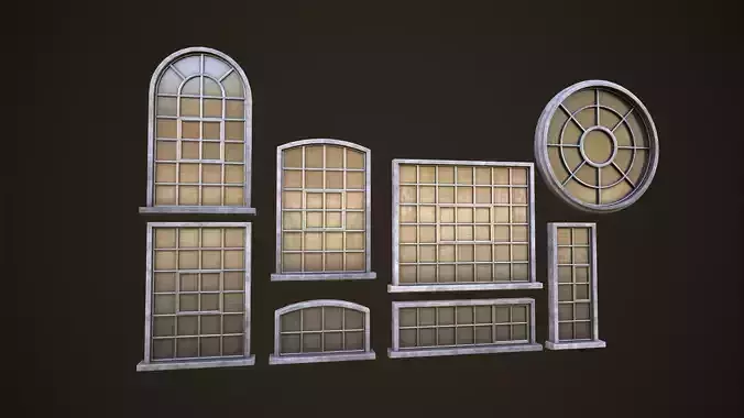 Set of industrial windows