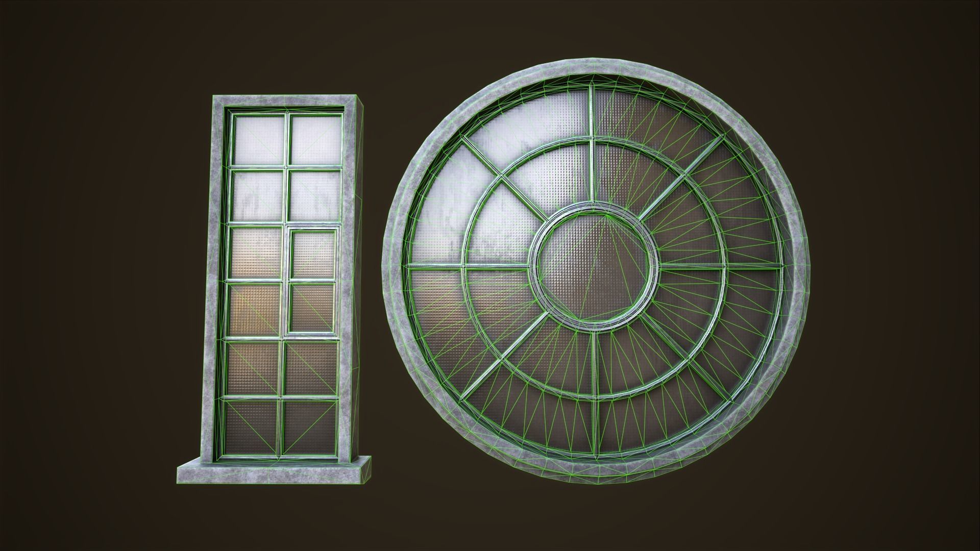 Set of industrial windows Low-poly 3D model_13