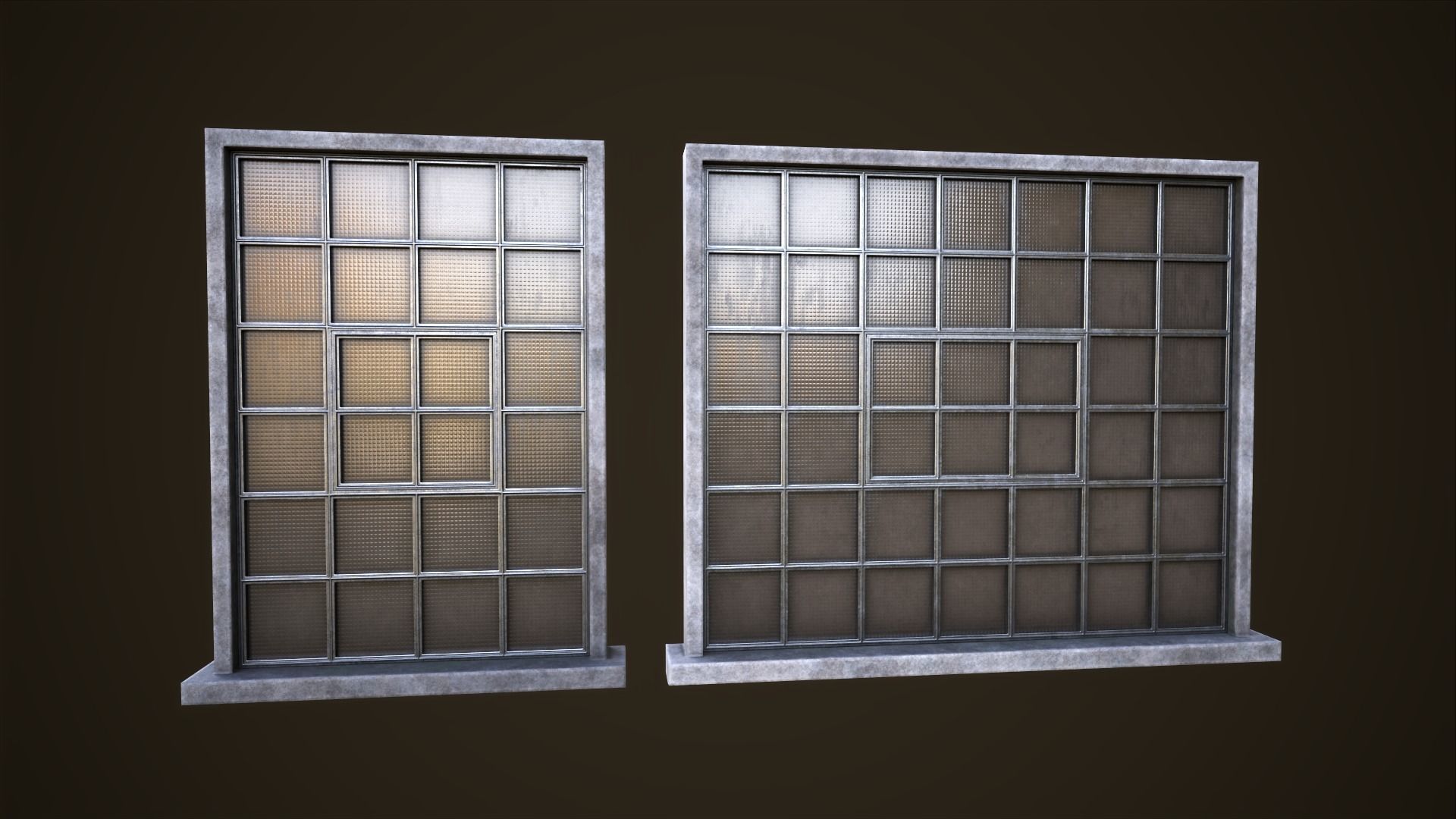 Set of industrial windows Low-poly 3D model_4