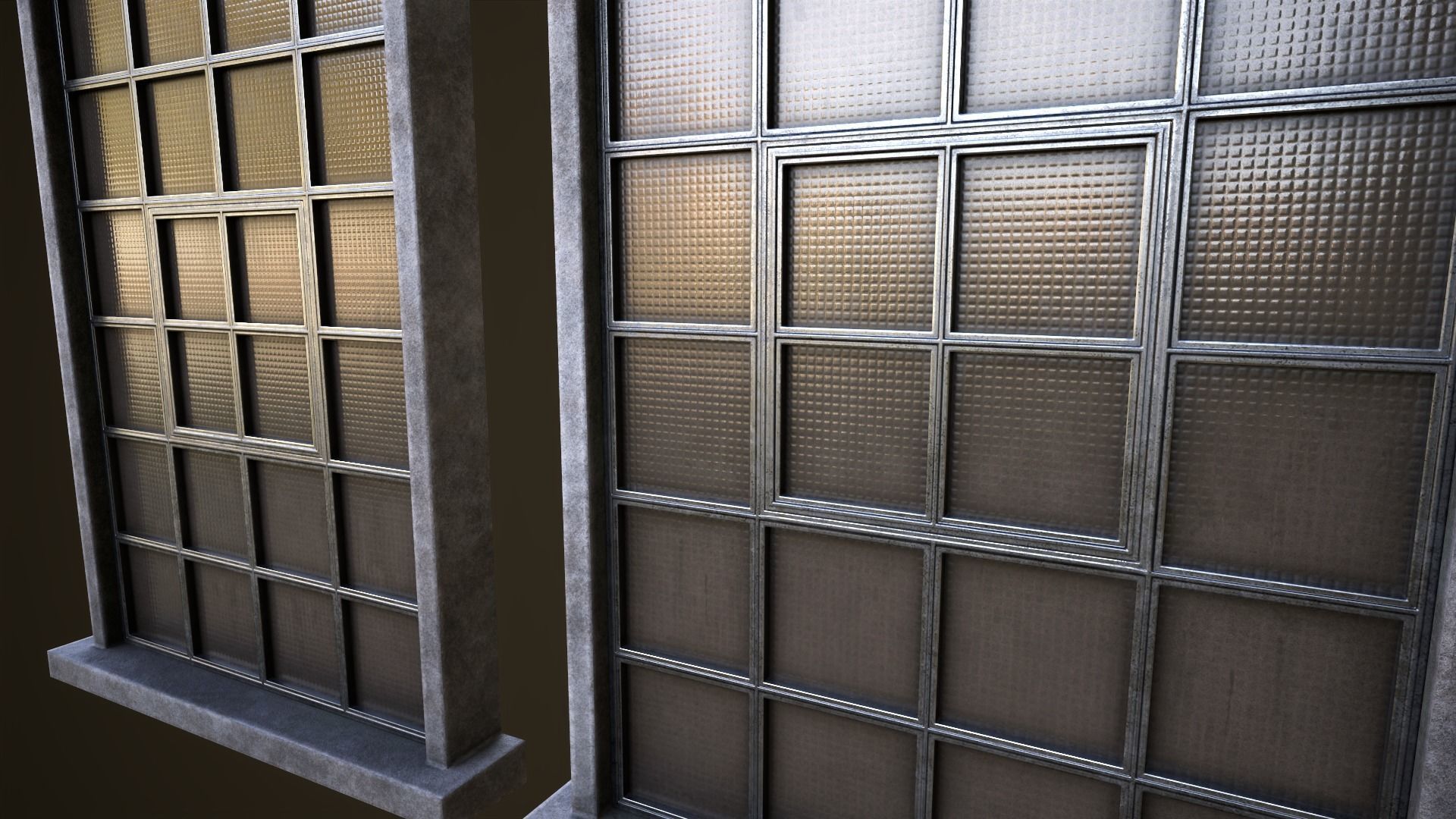 Set of industrial windows Low-poly 3D model_9