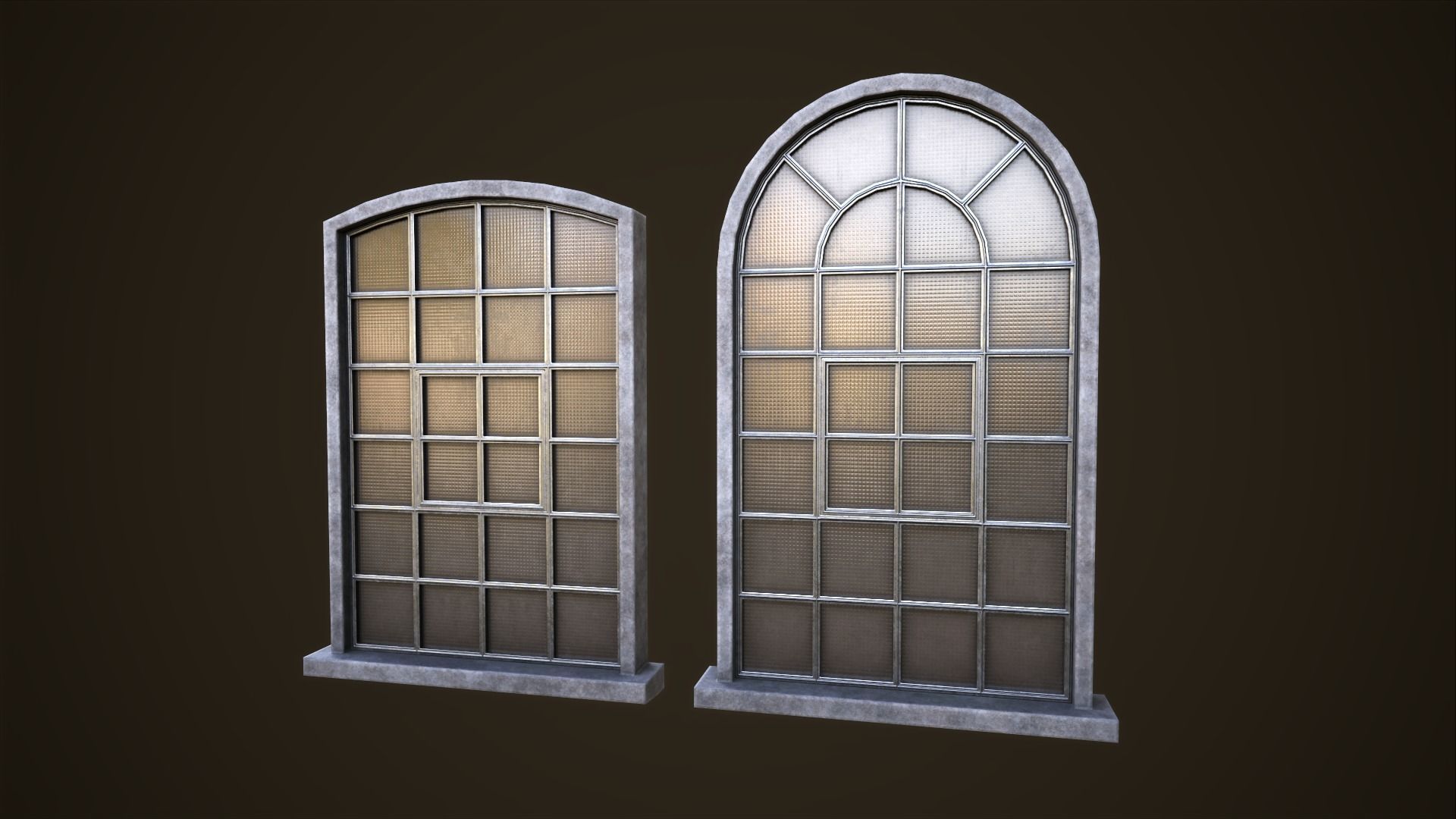 Set of industrial windows Low-poly 3D model_5