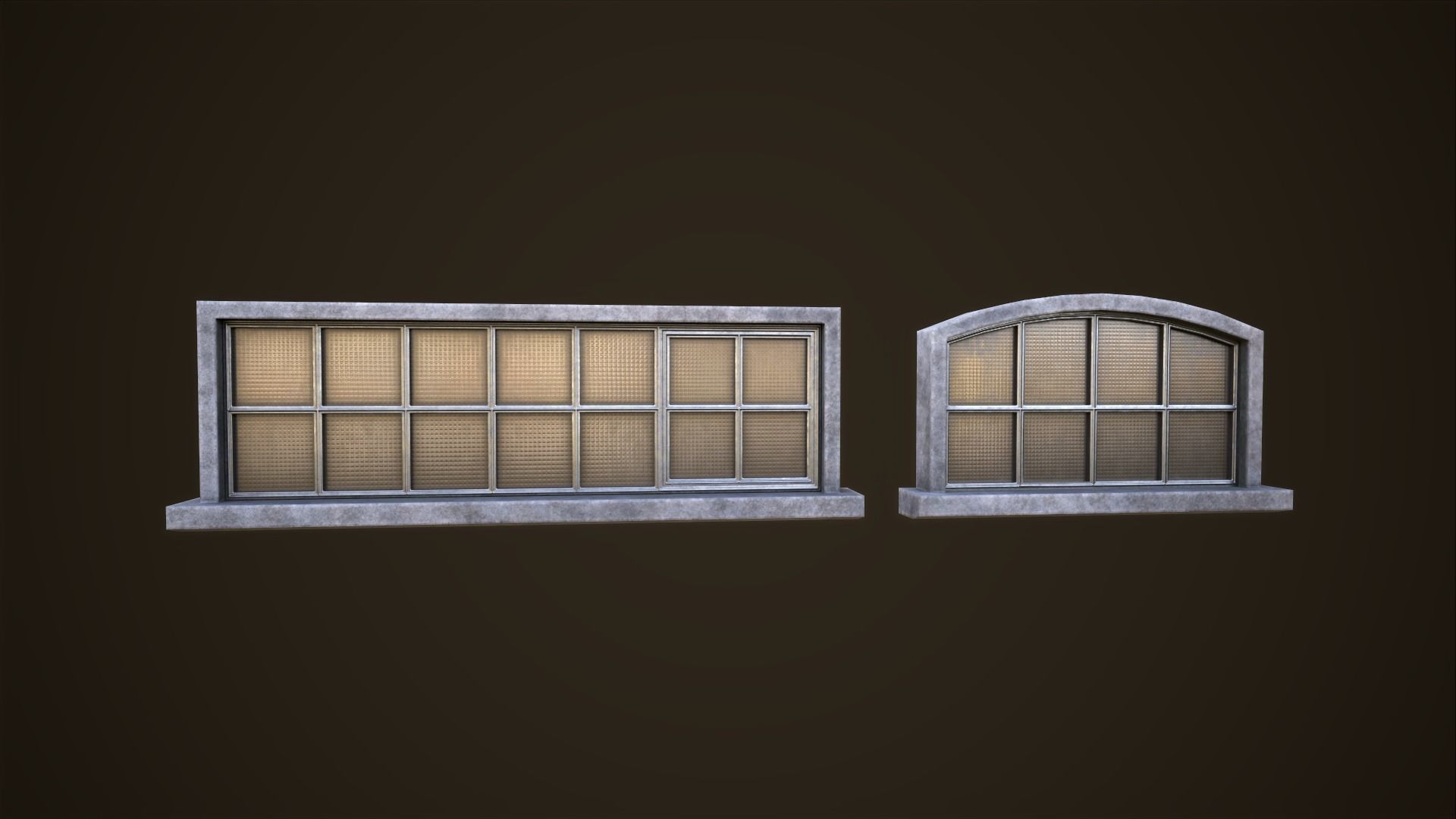 Set of industrial windows Low-poly 3D model_7