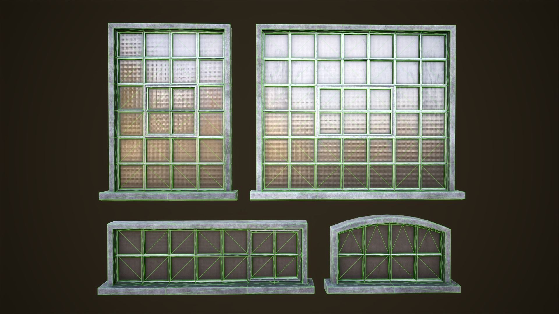 Set of industrial windows Low-poly 3D model_14