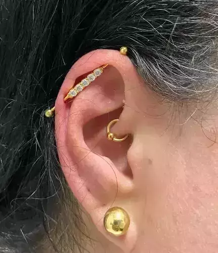 Piercing Industrial Barbell with 6 gem and internal thread 3D print model