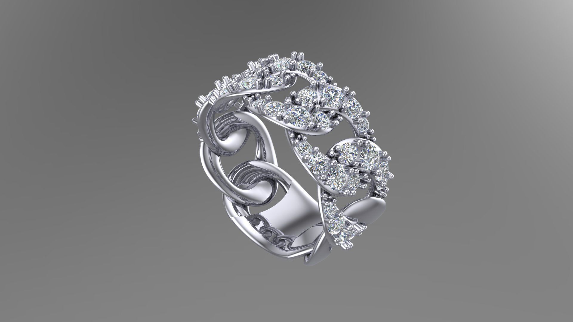 CUBAN CHAIN RING MIAMI diiamond Ring 3dmodel 3D print model 3D print model_2