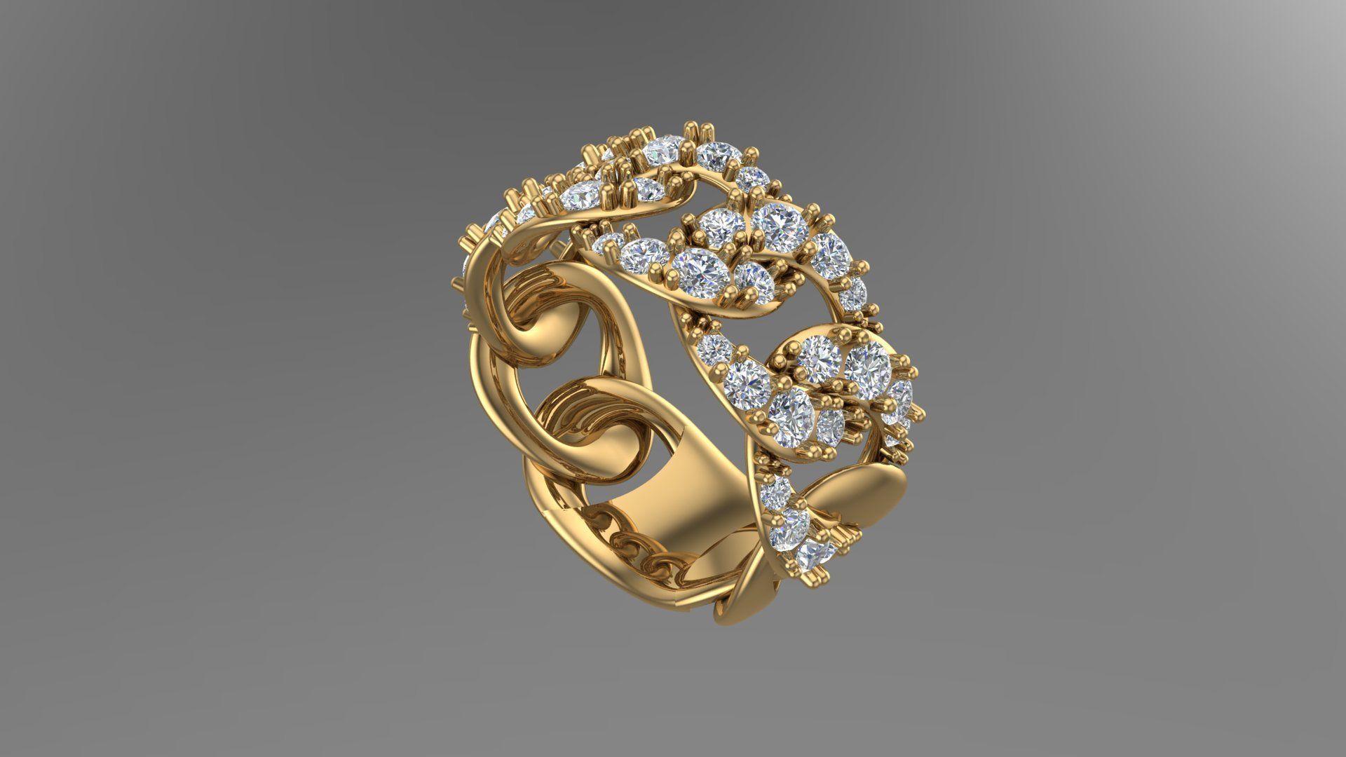 CUBAN CHAIN RING MIAMI diiamond Ring 3dmodel 3D print model 3D print model_1