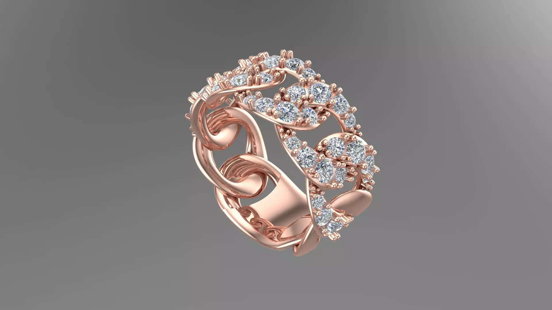 CUBAN CHAIN RING MIAMI diiamond Ring 3dmodel 3D print model 3D print model_0