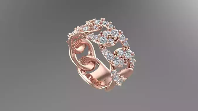  CUBAN CHAIN RING MIAMI diiamond Ring 3dmodel 3D print model