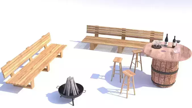 Outdoor Garden setup 3D Model