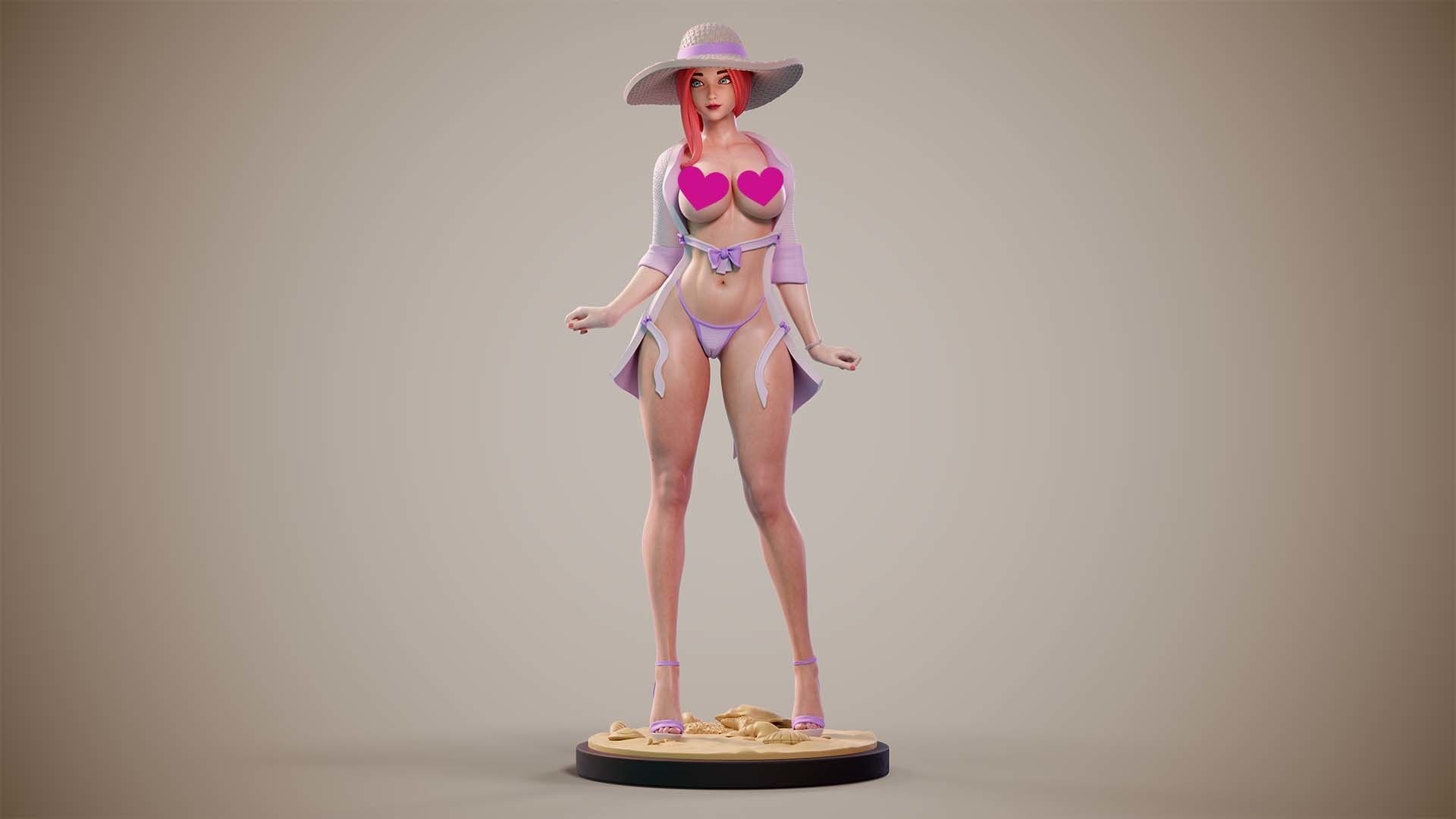 3D Print model - Girl on the beach - b 3D print model_5