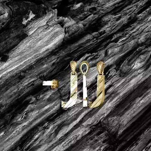 J Letter Alphabet Wooden Texture Pendant 3D Print Model
