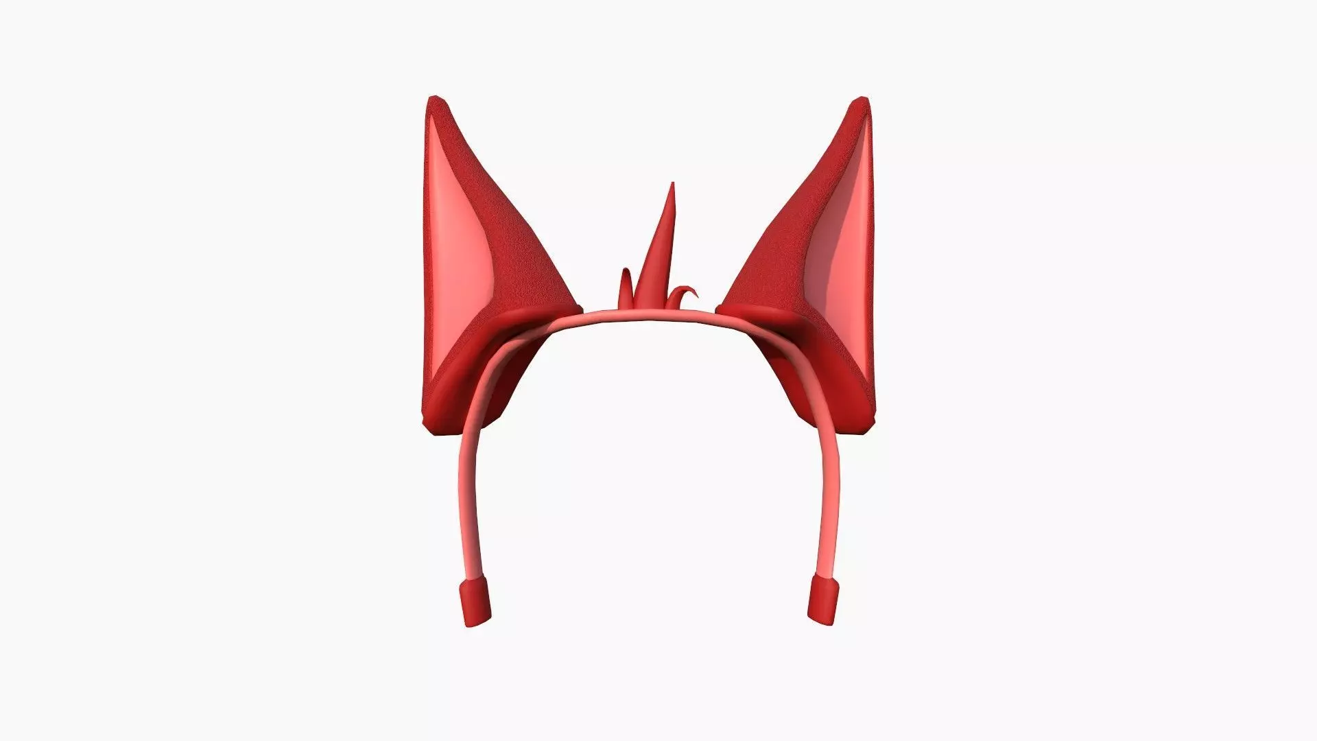 Furry Ears Tiara D10 Red - Headband Character Design Low-poly 3D model_0