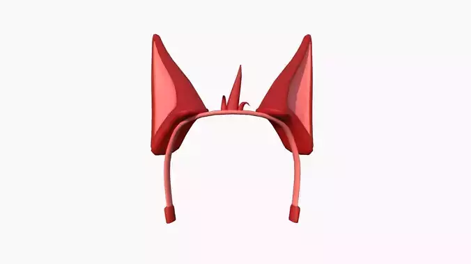 Furry Ears Tiara D10 Red - Headband Character Design Low-poly 3D model