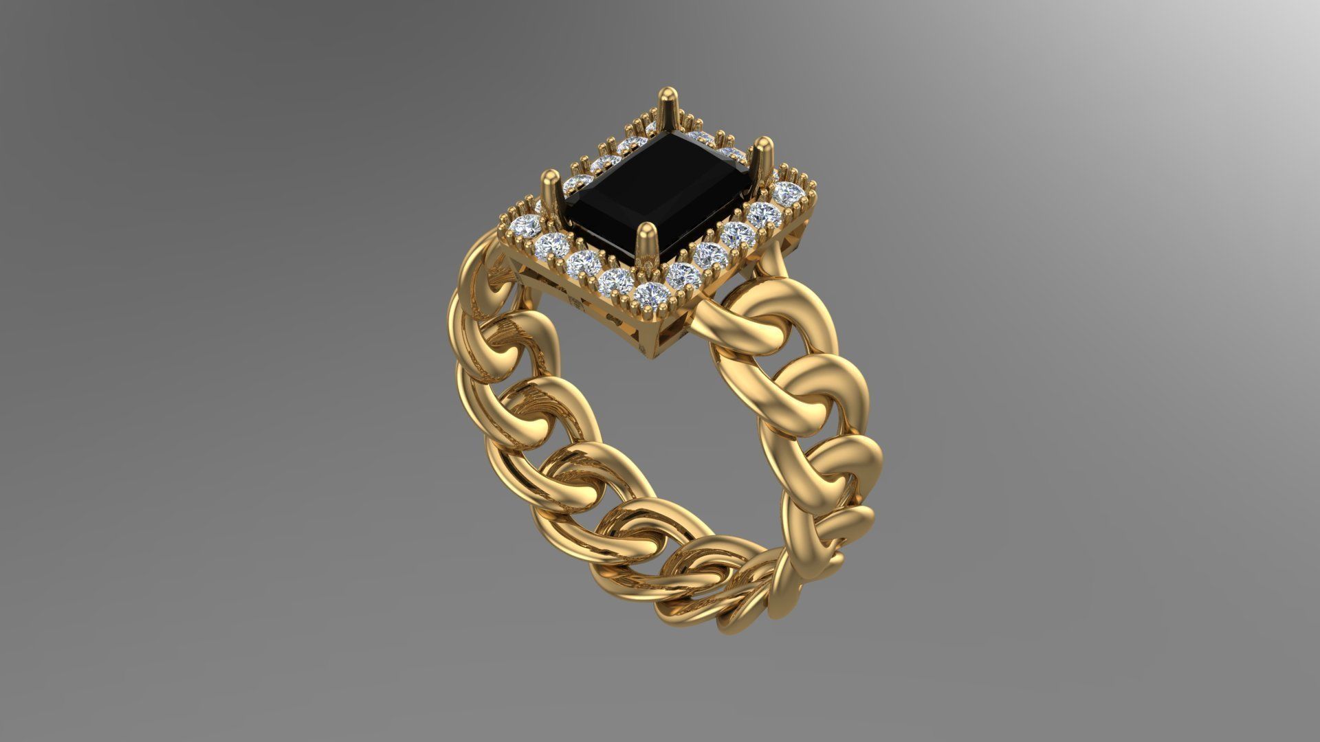 CUBAN CHAIN RING MIAMI RING 3dmodel 3D print model 3D print model_2