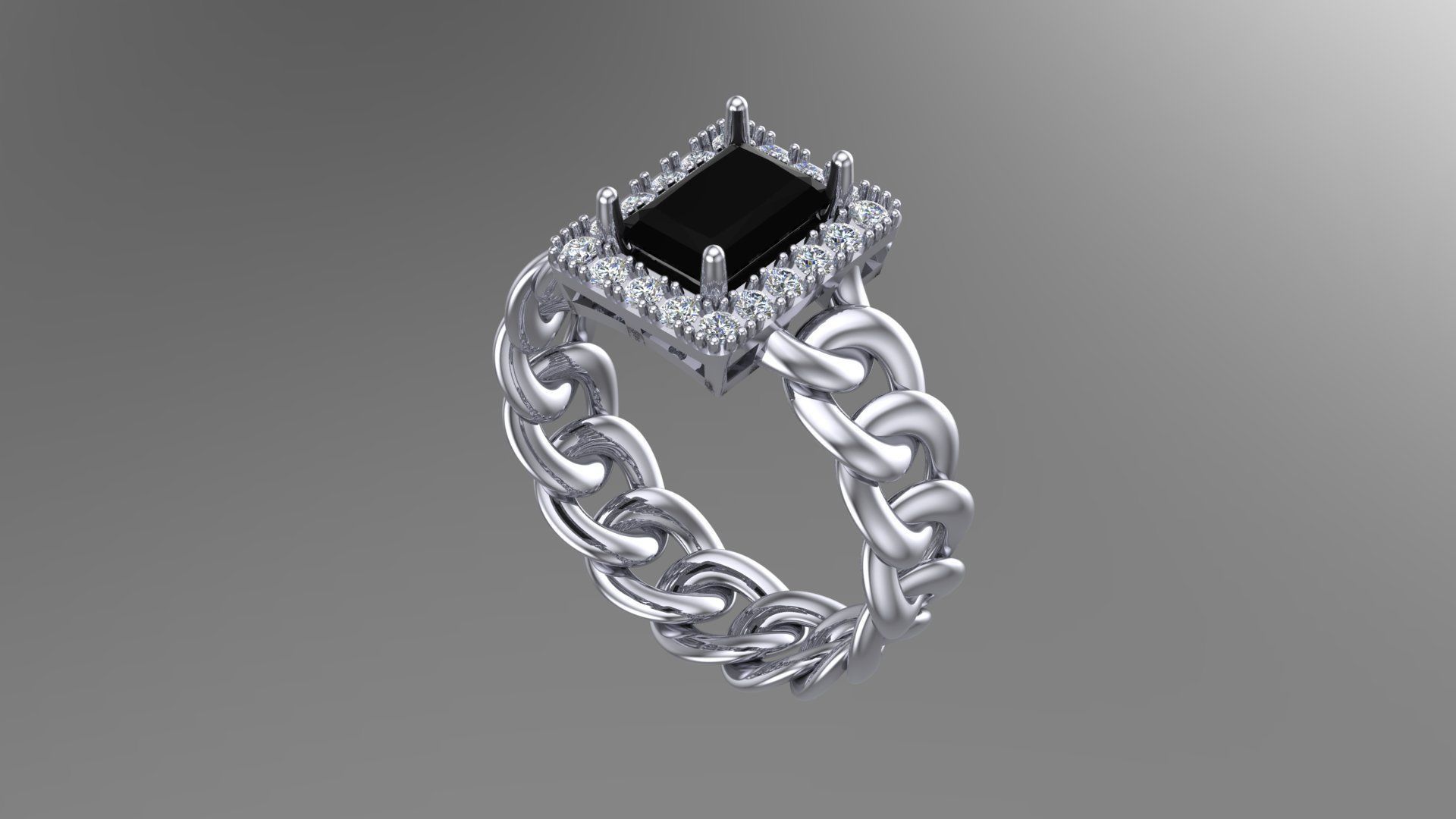 CUBAN CHAIN RING MIAMI RING 3dmodel 3D print model 3D print model_1