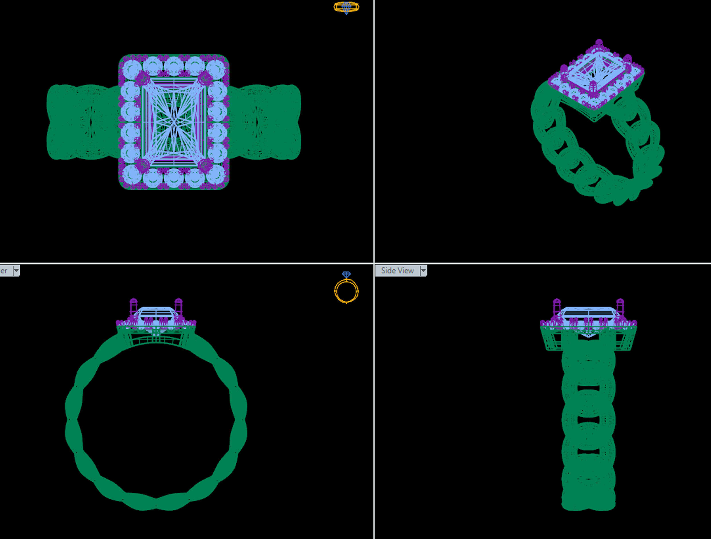 CUBAN CHAIN RING MIAMI RING 3dmodel 3D print model 3D print model_4