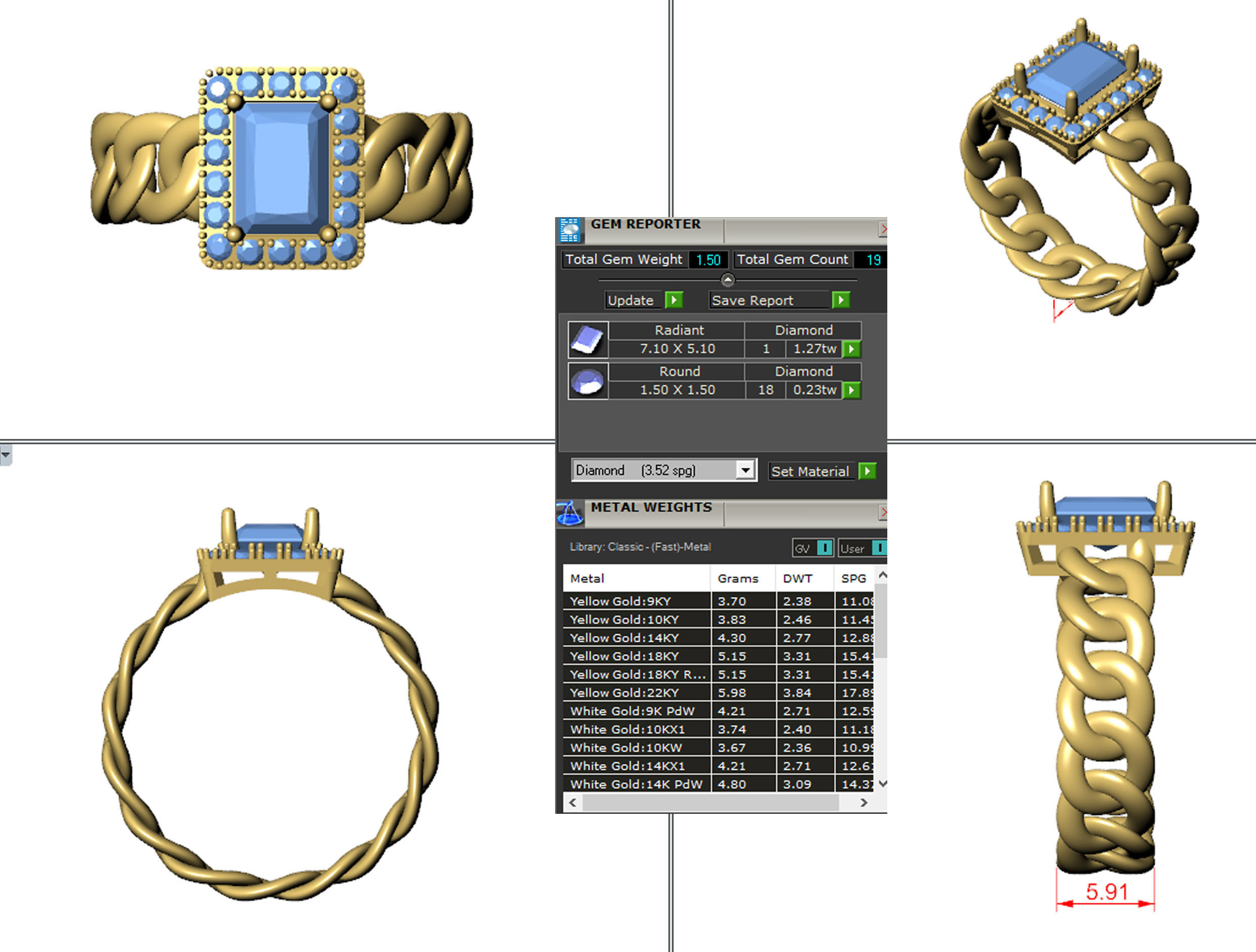 CUBAN CHAIN RING MIAMI RING 3dmodel 3D print model 3D print model_3