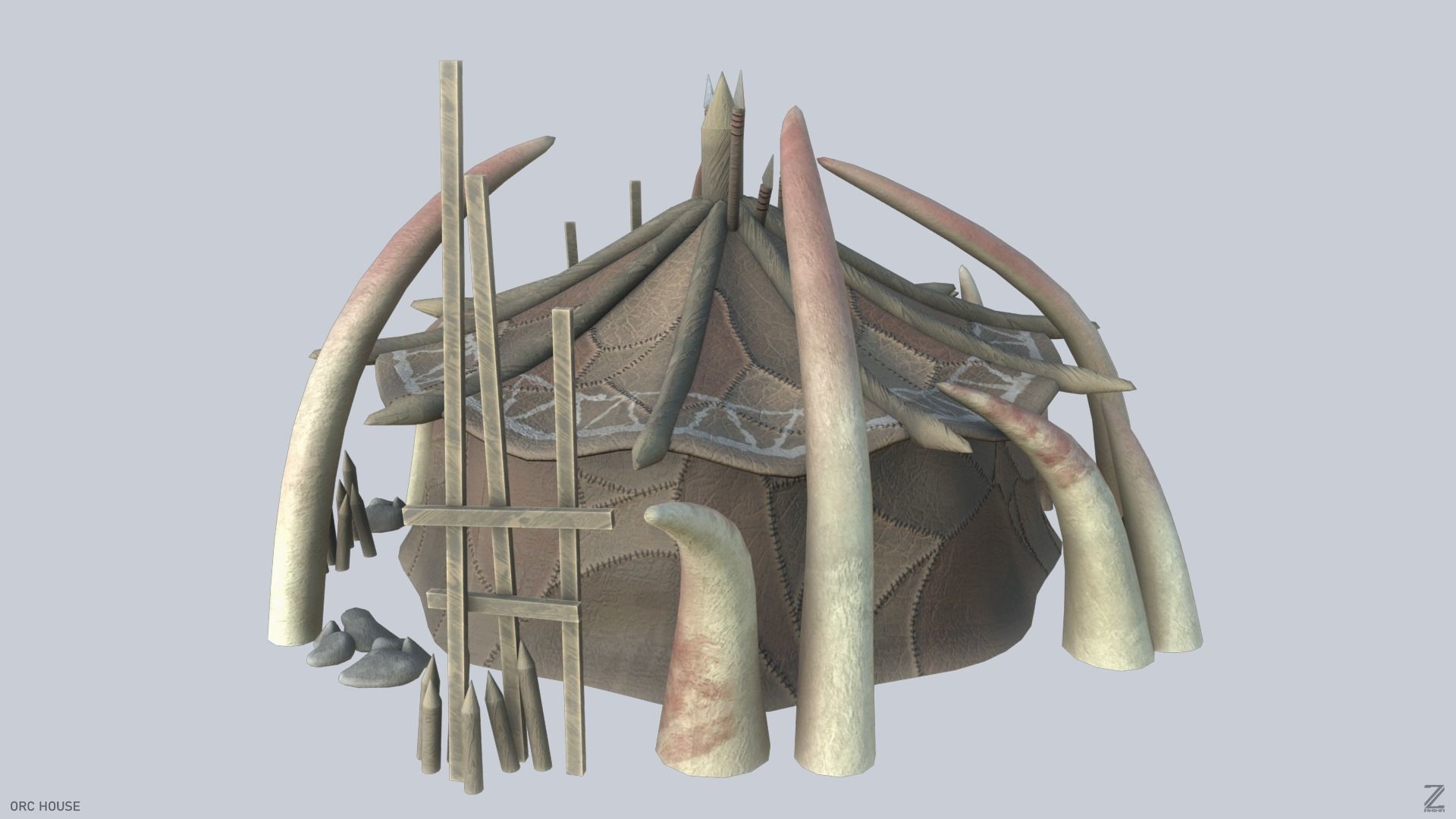 Orc house Low-poly 3D model_7