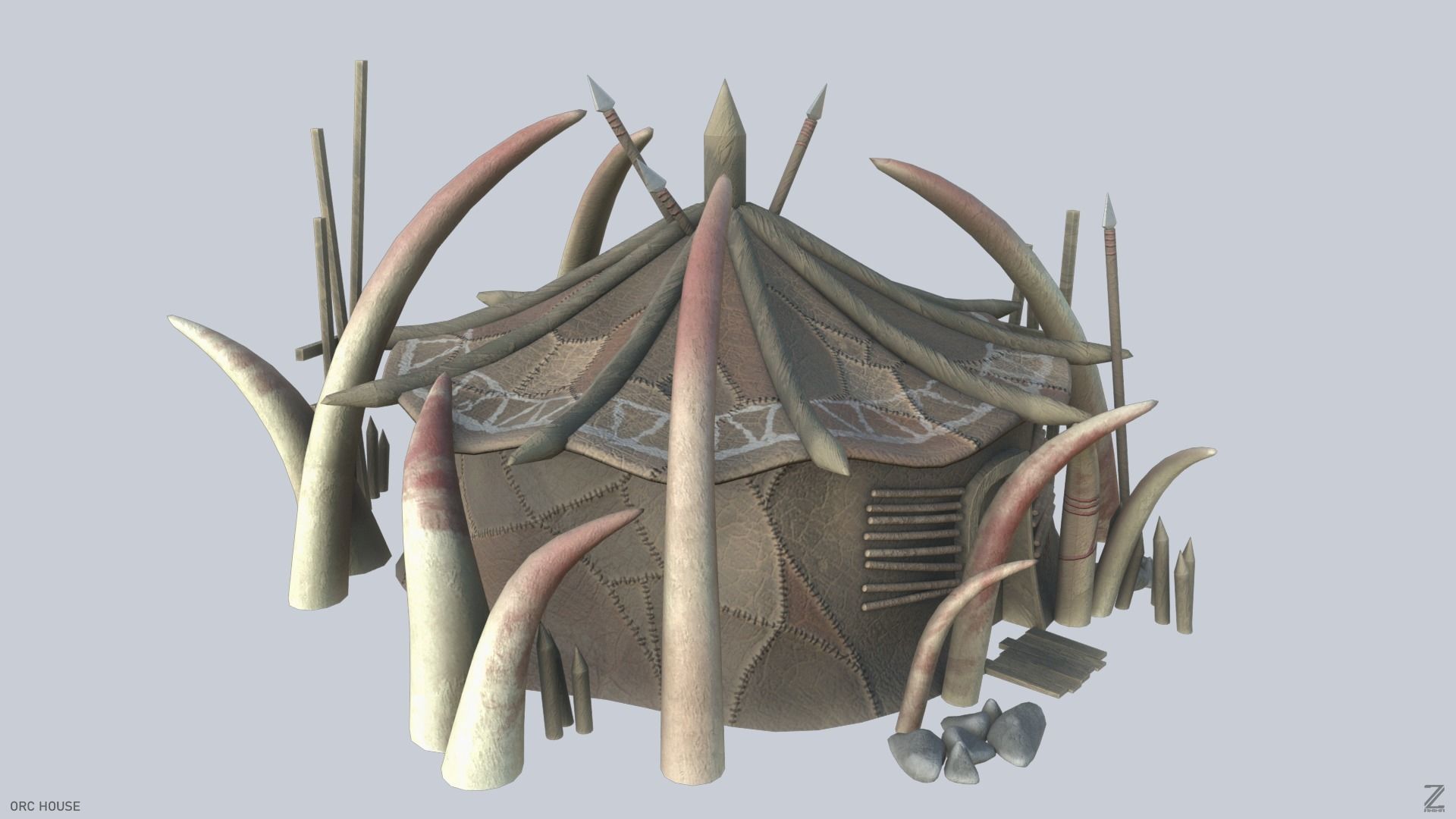 Orc house Low-poly 3D model_8