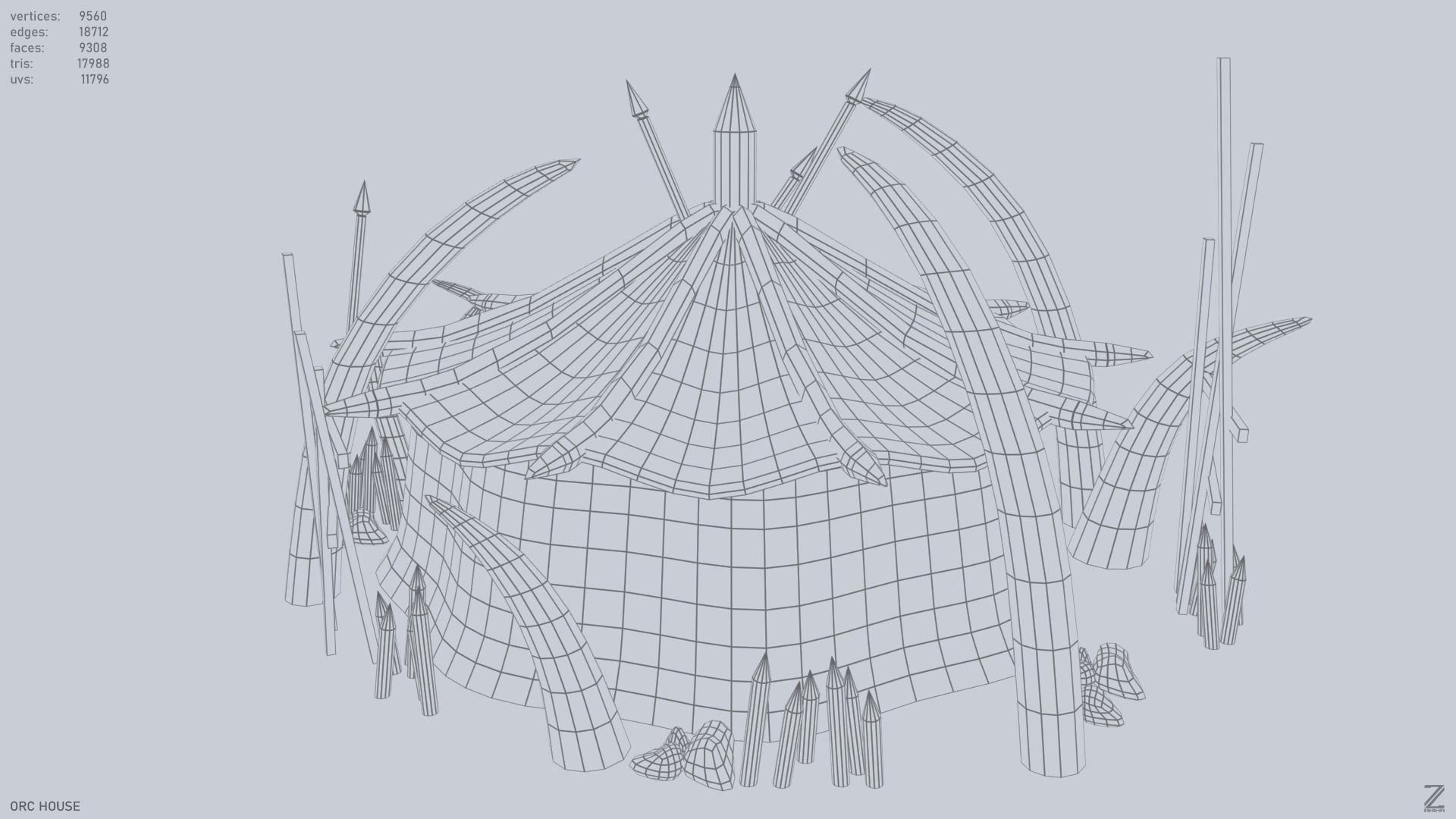 Orc house Low-poly 3D model_11