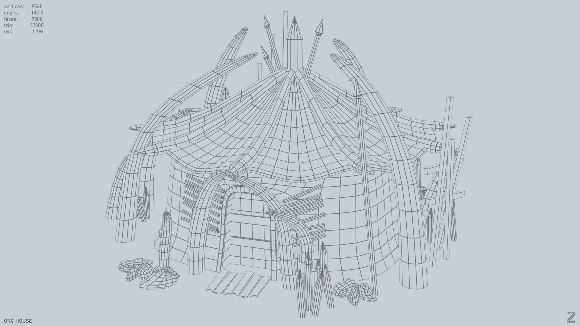 Orc house Low-poly 3D model_3