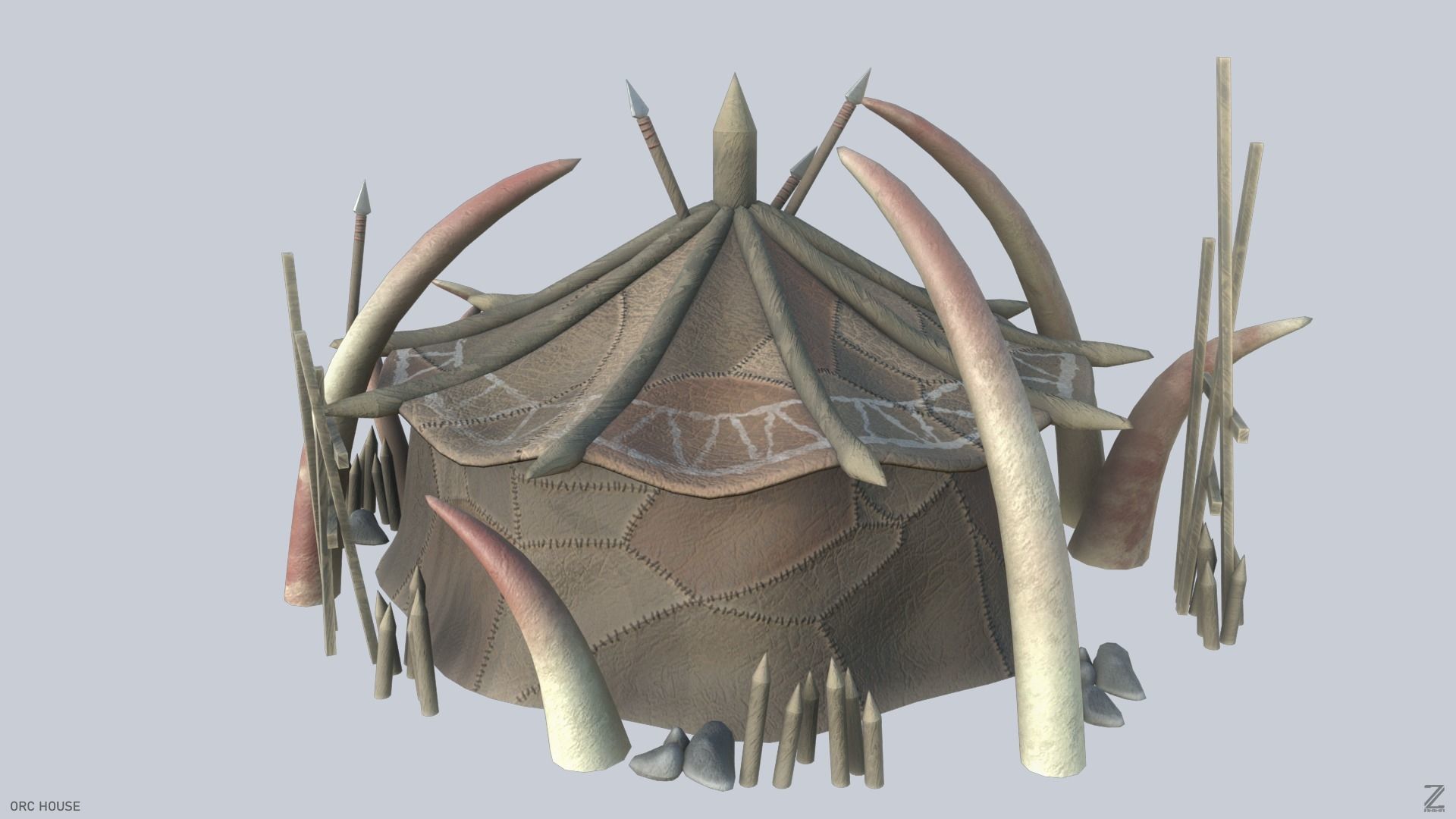 Orc house Low-poly 3D model_5