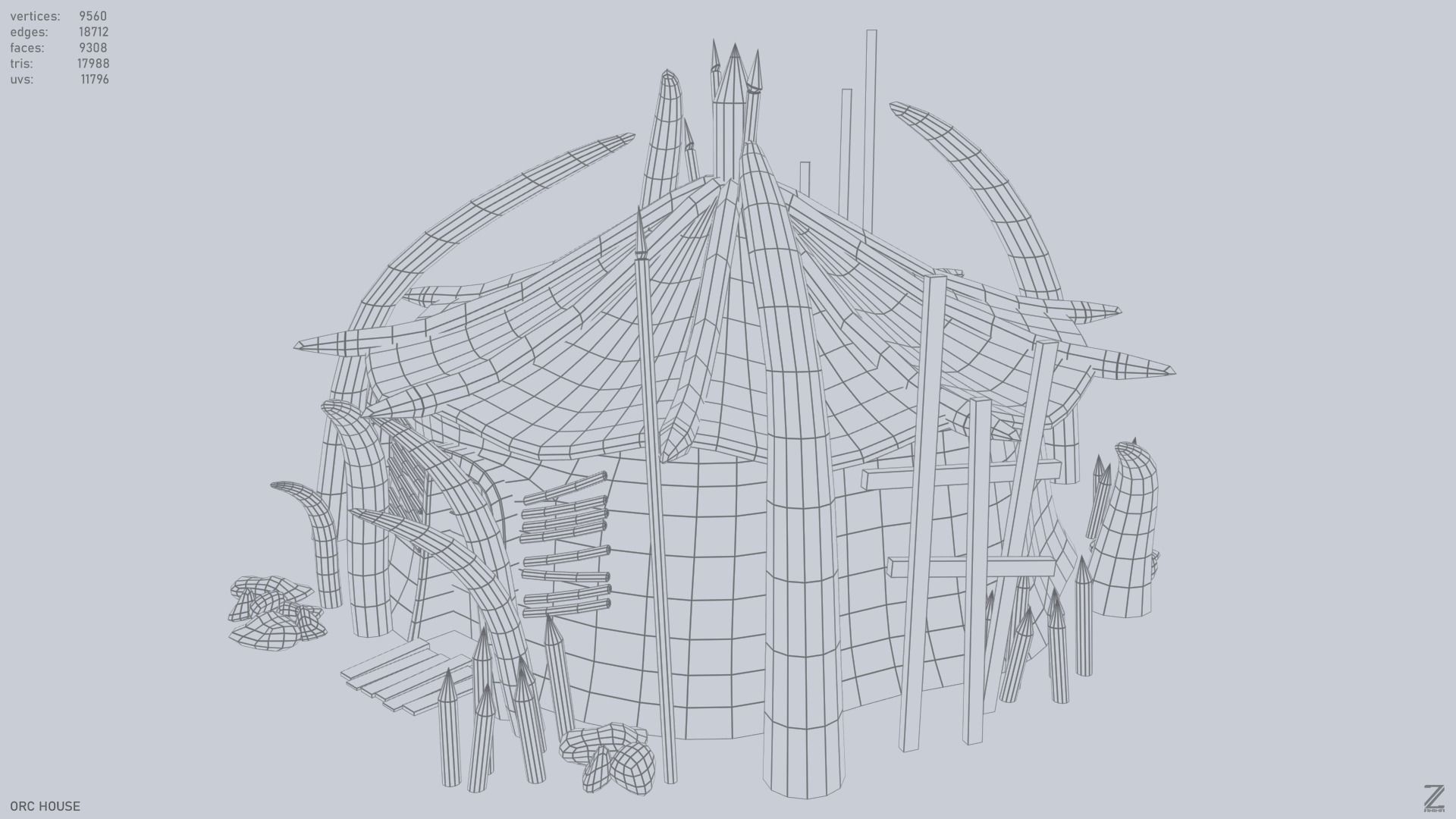 Orc house Low-poly 3D model_9