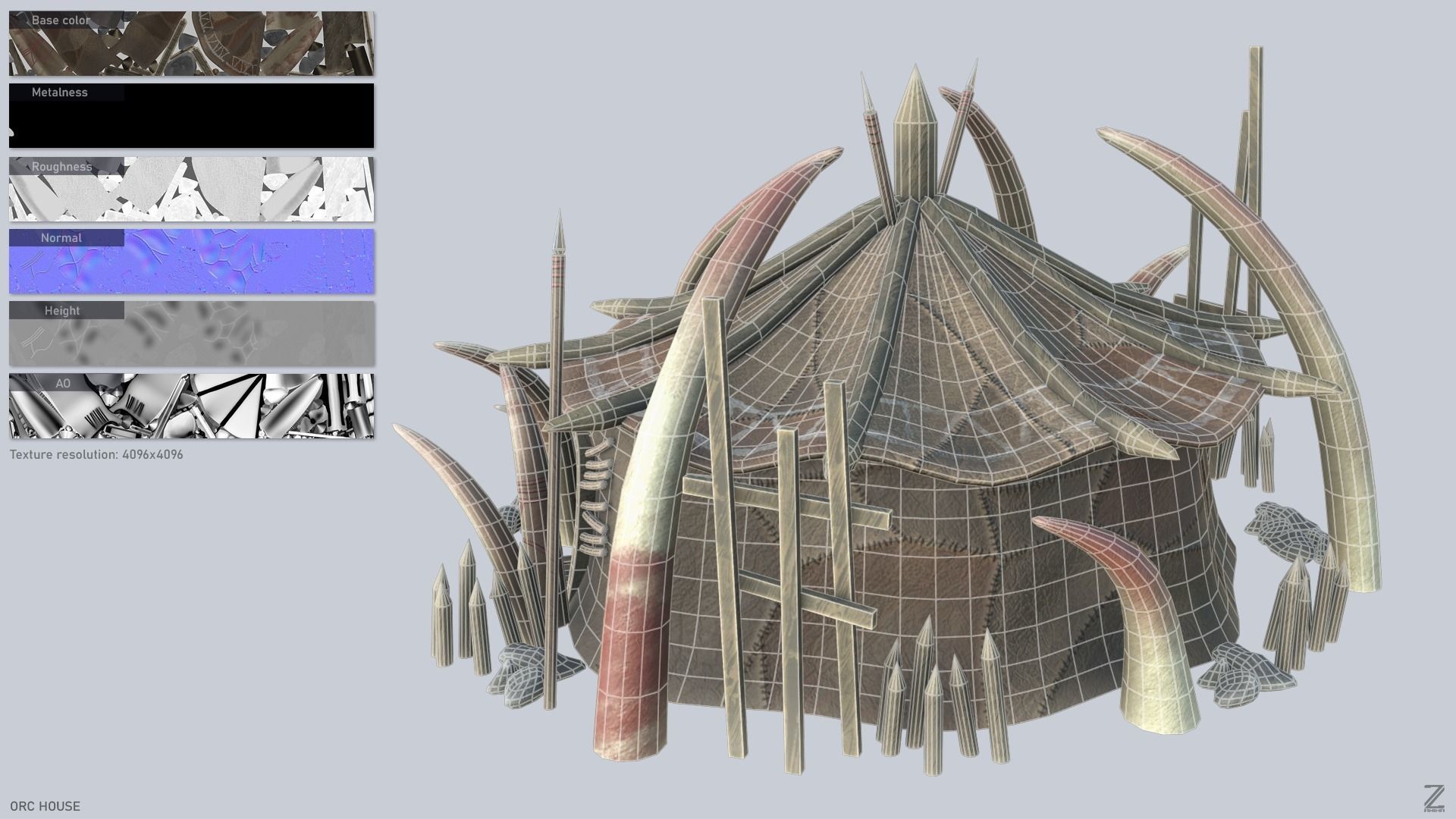 Orc house Low-poly 3D model_2