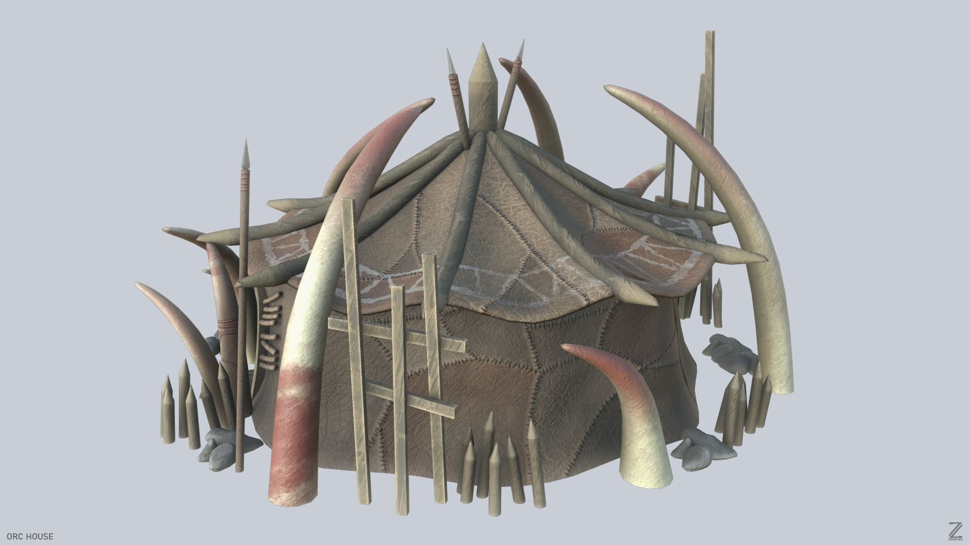 Orc house Low-poly 3D model_4
