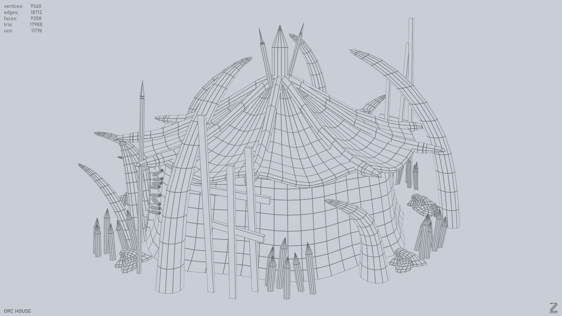 Orc house Low-poly 3D model_10