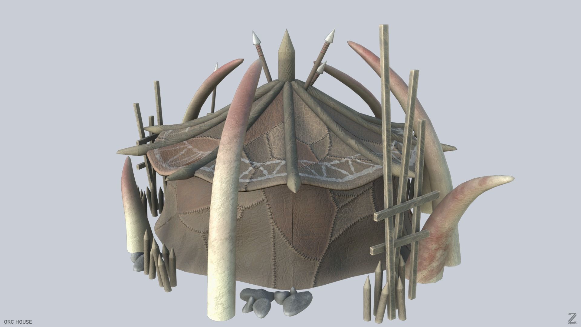 Orc house Low-poly 3D model_6