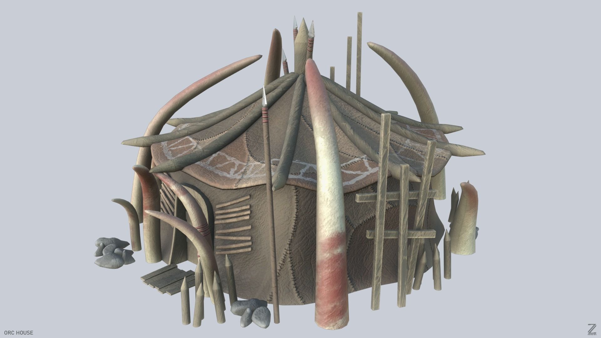 Orc house Low-poly 3D model_1
