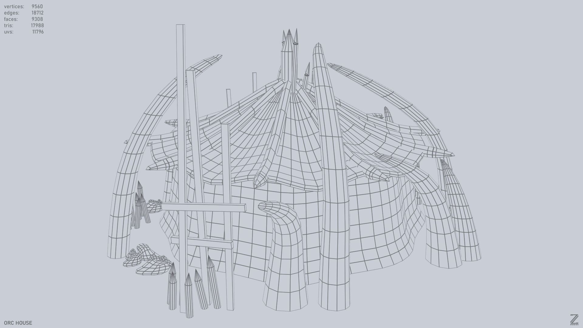 Orc house Low-poly 3D model_13