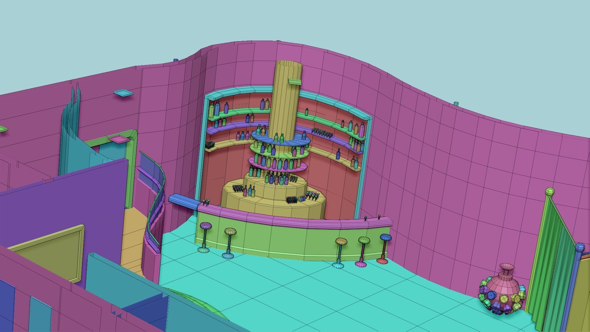 Night Club Complete - Interior Exterior Environment Design Low-poly 3D model_34